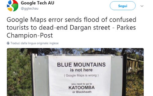 Google Maps: un errore manda da un'altra parte i turisti delle Blue Mountains