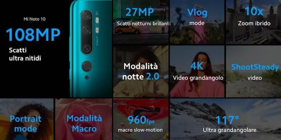 Xiaomi Mi Note 10 e Redmi Note 8T ufficiali: specifiche e prezzi